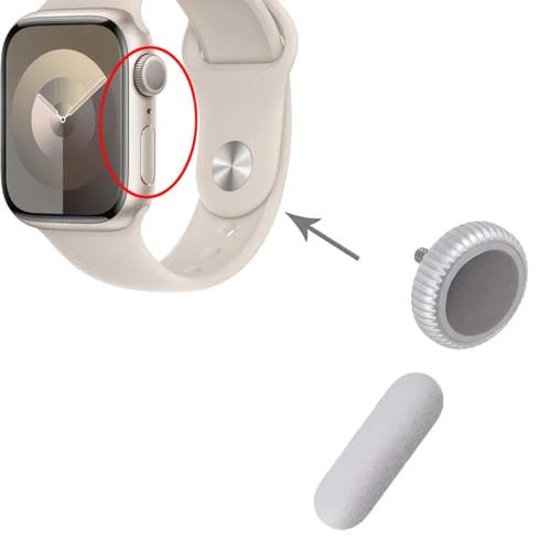 Conjunto de Corona y Botón de Encendido Apple Watch Series 9 GPS (Plateado)