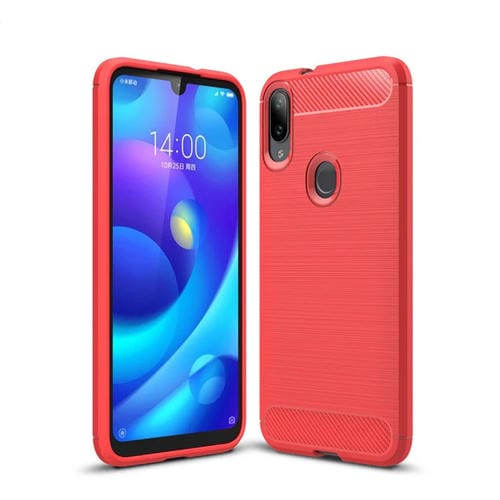 Carcasa de TPU de Fibra de Carbono con Textura Cepillada para Xiaomi Mi Play (Rojo)
