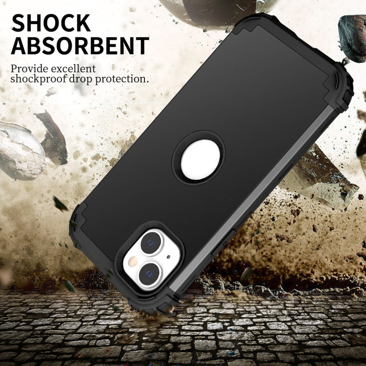Para iPhone 15 3 En 1 Funda de Teléfono Híbrida de Silicona a Prueba de Golpes para PC (Negro) - MOVILSTORE