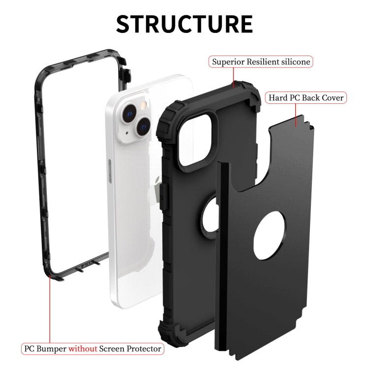 Para iPhone 15 3 En 1 Funda de Teléfono Híbrida de Silicona a Prueba de Golpes para PC (Negro) - MOVILSTORE