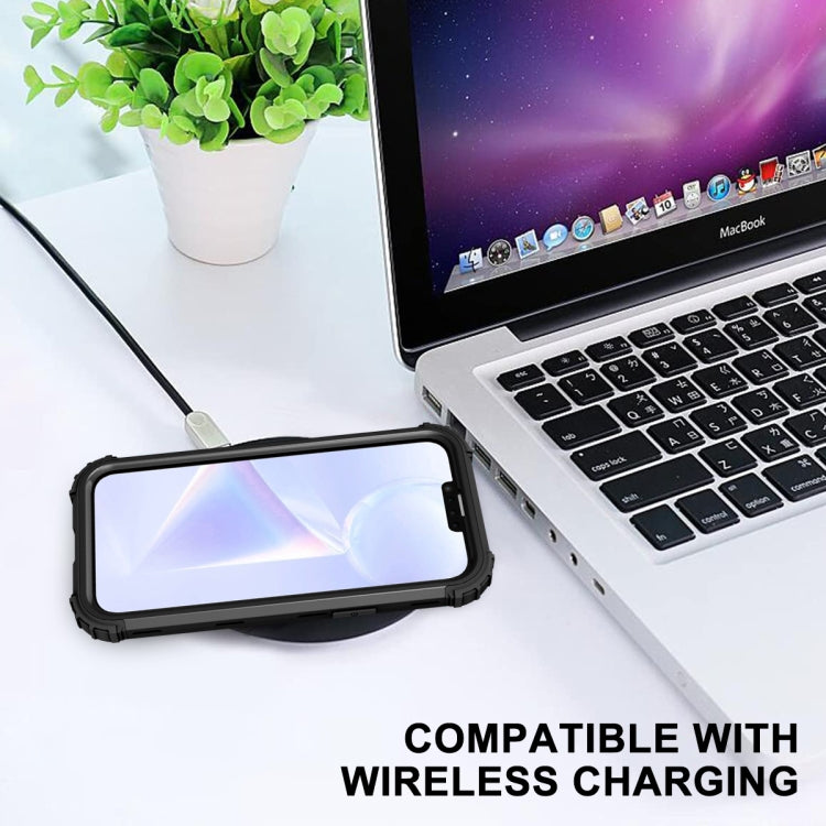 Para iPhone 15 3 En 1 Funda de Teléfono Híbrida de Silicona a Prueba de Golpes para PC (Negro) - MOVILSTORE