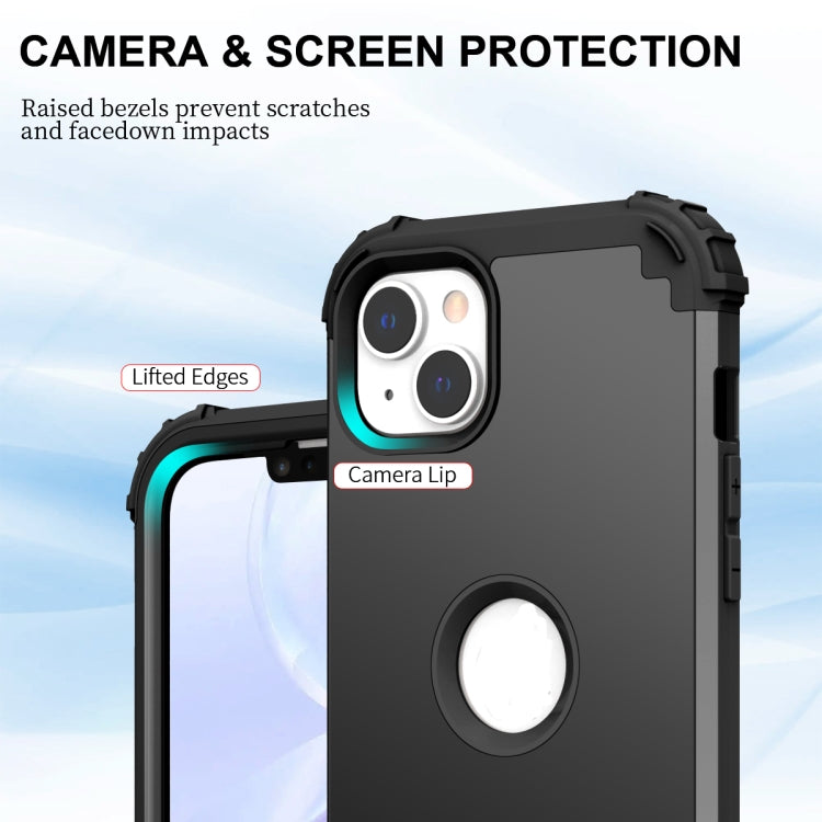 Para iPhone 15 3 En 1 Funda de Teléfono Híbrida de Silicona a Prueba de Golpes para PC (Negro) - MOVILSTORE