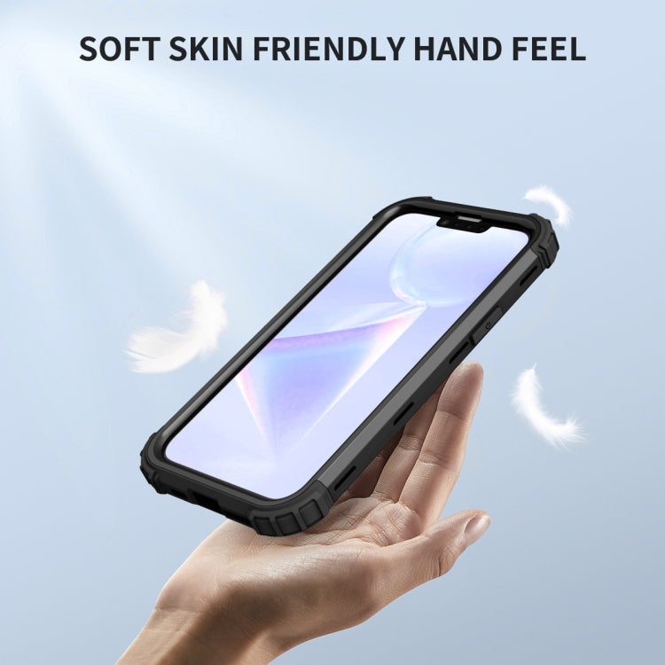 Para iPhone 15 3 En 1 Funda de Teléfono Híbrida de Silicona a Prueba de Golpes para PC (Negro) - MOVILSTORE