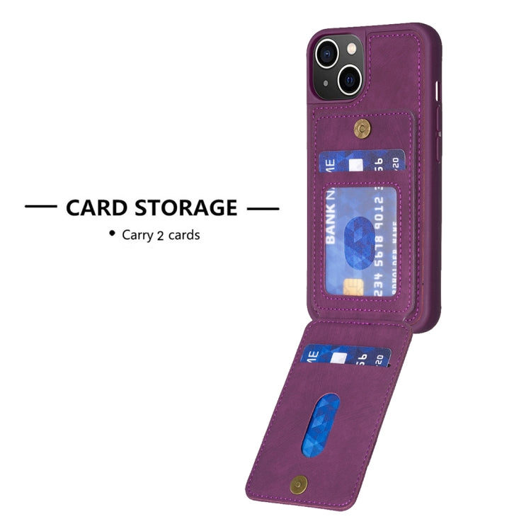 Para iPhone 15 Bf28 Estuche para Teléfono con Bolsa para Tarjeta Esmerilada y Soporte (Púrpura Oscuro) - MOVILSTORE