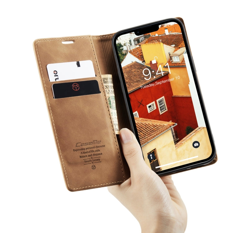 Para iPhone 15 Caseme 013 Funda para Teléfono de Cuero con Tapa Horizontal Multifuncional (Marrón) - MOVILSTORE