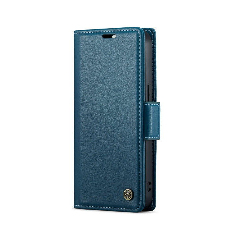 Para iPhone 15 Caseme 023 Funda para Teléfono de Cuero Antirrobo con Textura Litchi y Hebilla de Mariposa Rfid (Azul) - MOVILSTORE