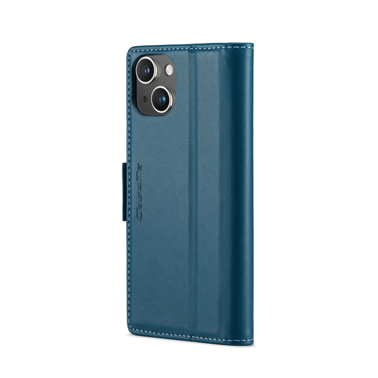 Para iPhone 15 Caseme 023 Funda para Teléfono de Cuero Antirrobo con Textura Litchi y Hebilla de Mariposa Rfid (Azul) - MOVILSTORE