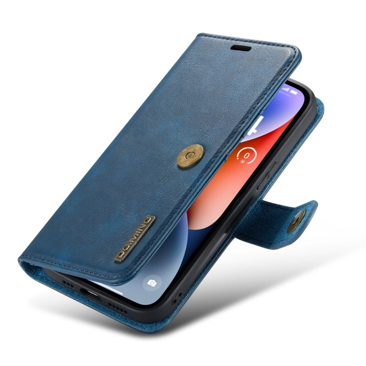 Para iPhone 15 Dg.Ming Funda para Teléfono de Cuero Magnético Desmontable con Textura Crazy Horse (Azul) - MOVILSTORE