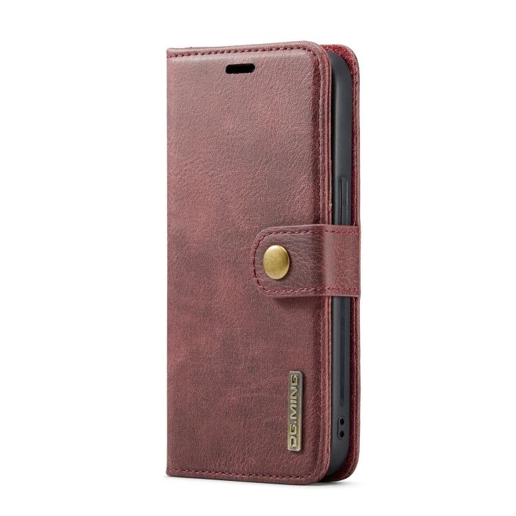 Para iPhone 15 Dg.Ming Funda para Teléfono de Cuero Magnético Desmontable con Textura Crazy Horse (Rojo) - MOVILSTORE