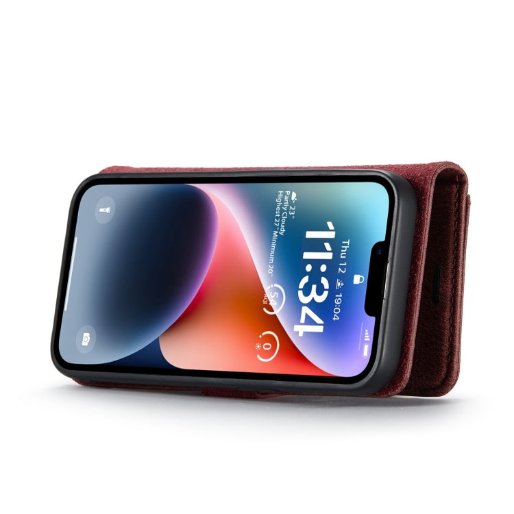 Para iPhone 15 Dg.Ming Funda para Teléfono de Cuero Magnético Desmontable con Textura Crazy Horse (Rojo) - MOVILSTORE