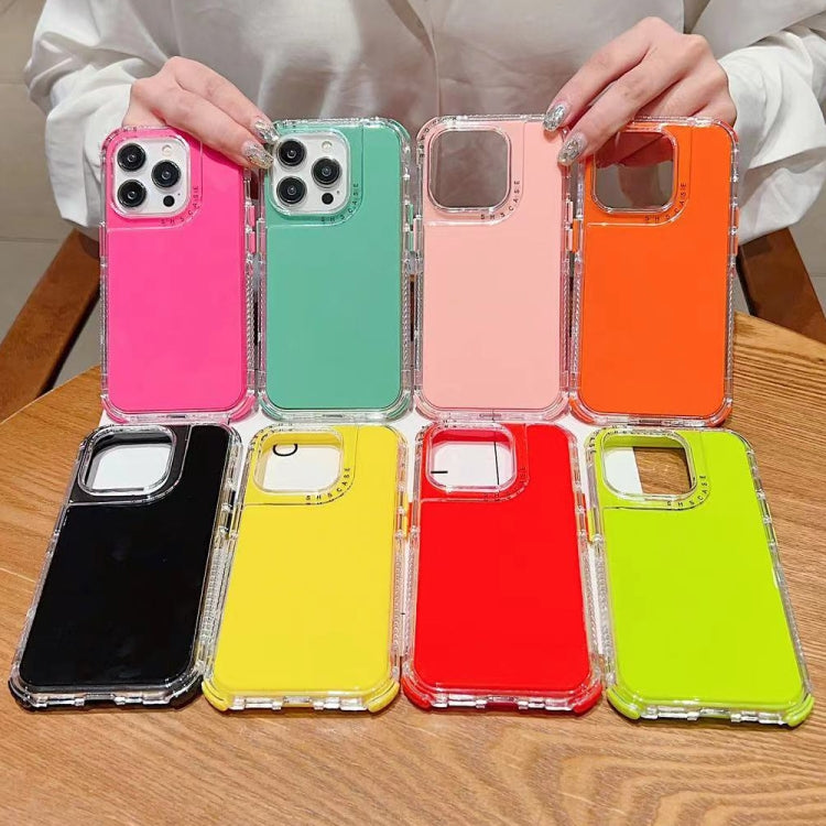 Para iPhone 15 Dreamland 3 En 1 Caja de Teléfono PC + TPU con Marco Transparente de Color Sólido (Negro) - MOVILSTORE