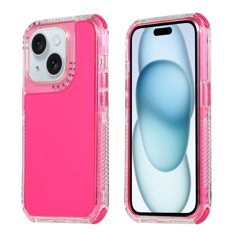 Para iPhone 15 Dreamland 3 En 1 Caja de Teléfono PC + TPU con Marco Transparente de Color Transparente (Rojo Rosa) - MOVILSTORE