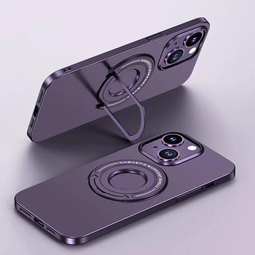 Para iPhone 15 Estuche Magnético para Teléfono Magsafe Mate con Soporte para Carrito (Púrpura Noche) - MOVILSTORE