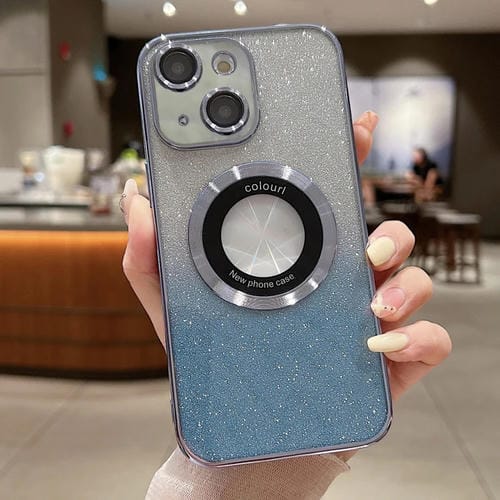 Para iPhone 15 Estuche para Teléfono de TPU con Galvanoplastia con Brillo Degradado Magsafe (Azul) - MOVILSTORE