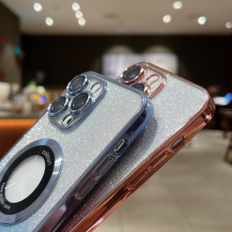 Para iPhone 15 Estuche para Teléfono de TPU con Galvanoplastia con Brillo Degradado Magsafe (Púrpura) - MOVILSTORE