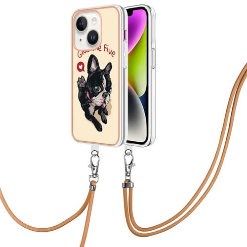 Para iPhone 15 Estuche para Teléfono Imd de Doble Cara con Galvanoplastia y Cordón (Lucky Dog) - MOVILSTORE