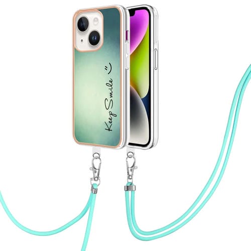 Para iPhone 15 Estuche para Teléfono Imd de Doble Cara con Galvanoplastia y Cordón (Sonrisa) - MOVILSTORE