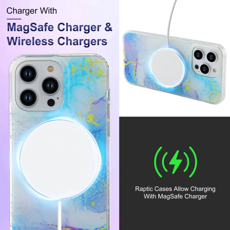 Para iPhone 15 Estuche para Teléfono Imd Marble Magsafe de Doble Cara (Azul Oscuro) - MOVILSTORE