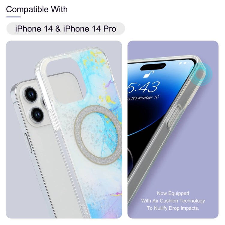 Para iPhone 15 Estuche para Teléfono Imd Marble Magsafe de Doble Cara (Azul Oscuro) - MOVILSTORE