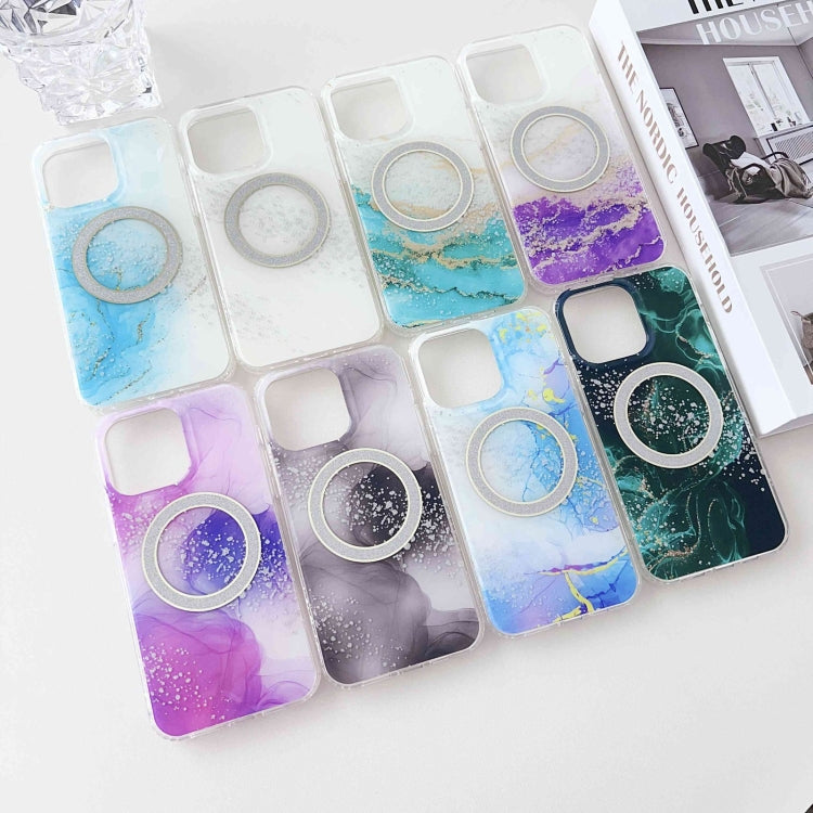 Para iPhone 15 Estuche para Teléfono Imd Marble Magsafe de Doble Cara (Verde Oscuro) - MOVILSTORE