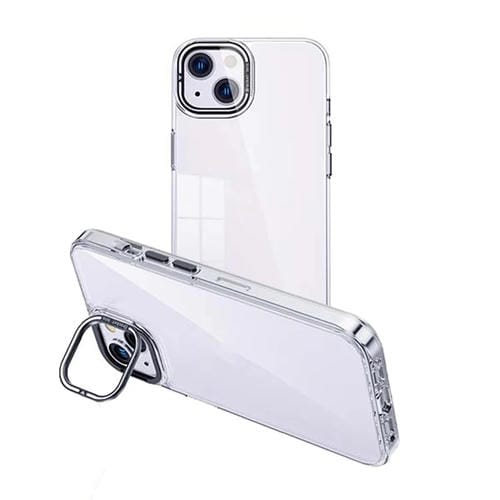 Para iPhone 15 Estuche Transparente para Teléfono con Soporte para Cámara Invisible (Plateado) - MOVILSTORE