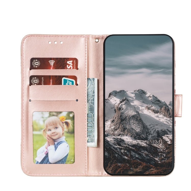 Para iPhone 15 Funda de Cuero con Estampado Sun Mandala (Oro Rosa) - MOVILSTORE