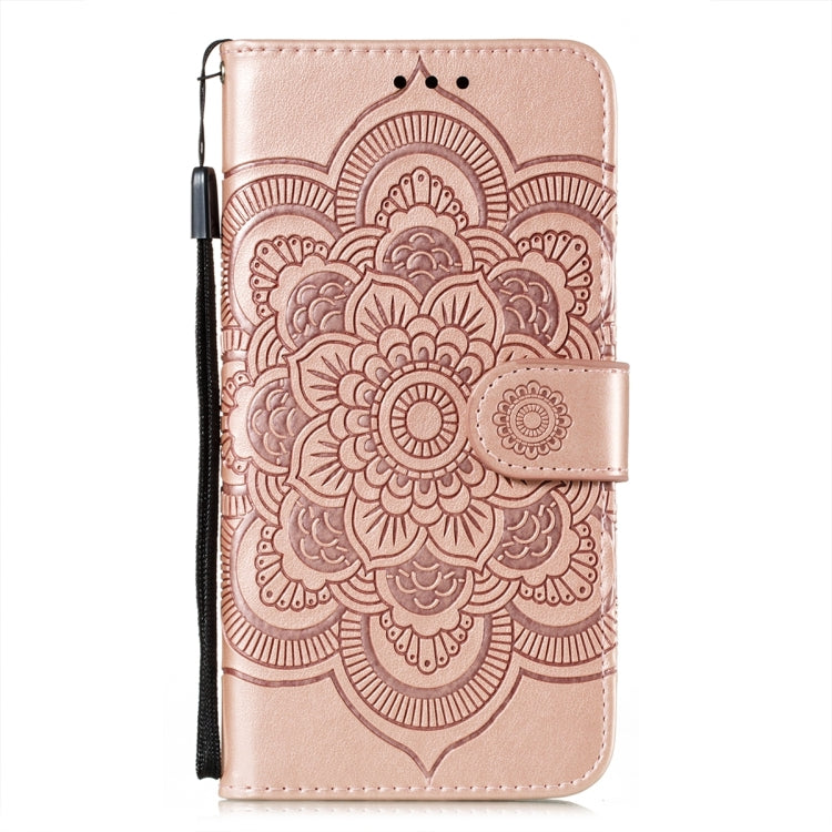Para iPhone 15 Funda de Cuero con Estampado Sun Mandala (Oro Rosa) - MOVILSTORE