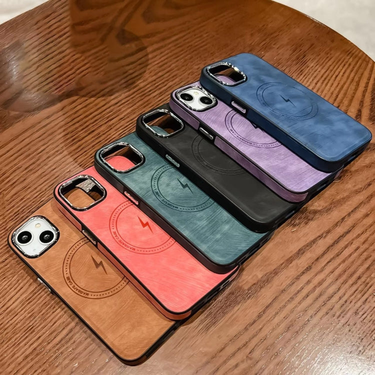 Para iPhone 15 Funda de Cuero Lateral Magsafe para Teléfono (Púrpura Claro) - MOVILSTORE