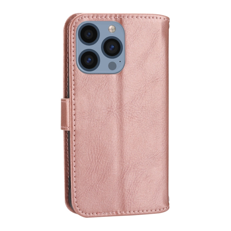 Para iPhone 15 Funda de Cuero para Teléfono con Billetera con Cremallera y Piel de Aceite (Oro Rosa) - MOVILSTORE