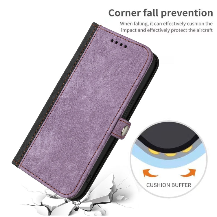 Para iPhone 15 Funda de Cuero para Teléfono con Correa de Mano con Doble Pliegue y Hebilla Lateral (Púrpura) - MOVILSTORE