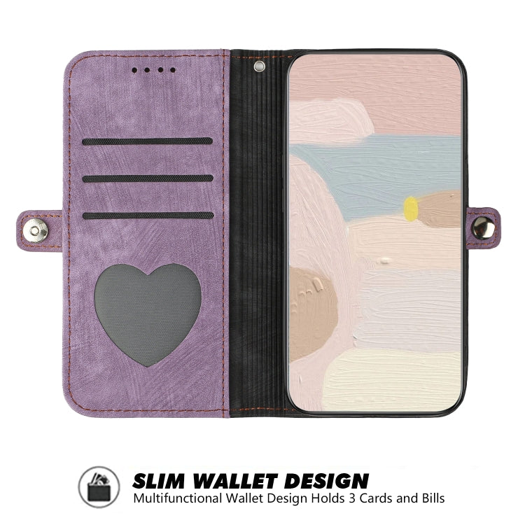 Para iPhone 15 Funda de Cuero para Teléfono con Correa de Mano con Doble Pliegue y Hebilla Lateral (Púrpura) - MOVILSTORE