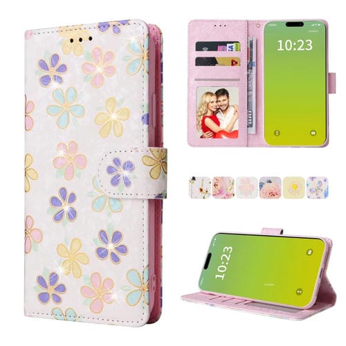 Para iPhone 15 Funda de Cuero Rfid con Pintura Bronceadora (Flor Floreciente) - MOVILSTORE