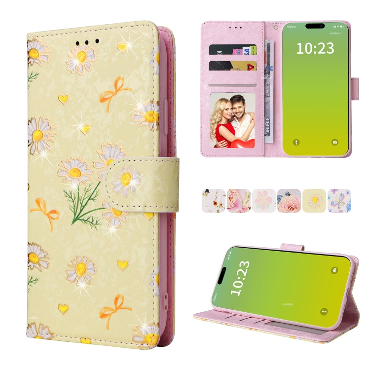 Para iPhone 15 Funda de Cuero Rfid con Pintura Bronceadora (Margarita Amarilla) - MOVILSTORE