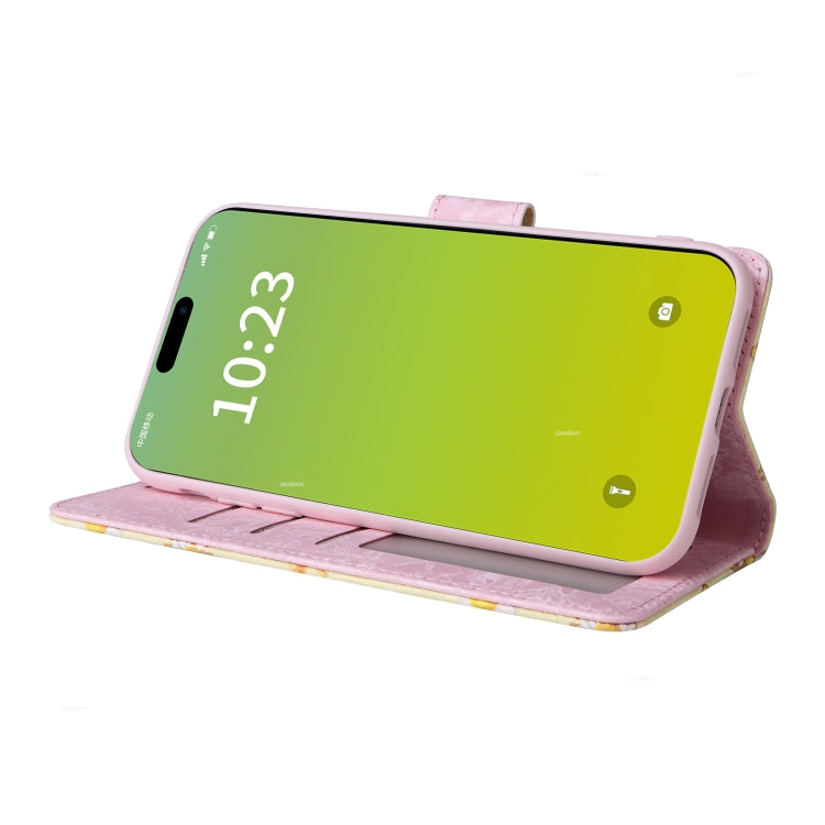 Para iPhone 15 Funda de Cuero Rfid con Pintura Bronceadora (Margarita Amarilla) - MOVILSTORE