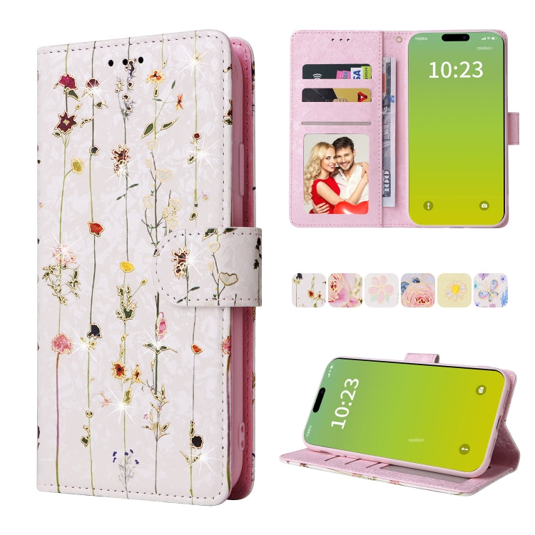 Para iPhone 15 Funda de Cuero Rfid con Pintura Bronceadora (Mundo de Flores Secas) - MOVILSTORE
