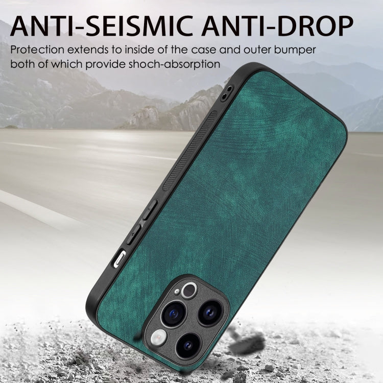 Para iPhone 15 Funda de Teléfono con Contraportada de PC de Cuero Vintage (Verde) - MOVILSTORE