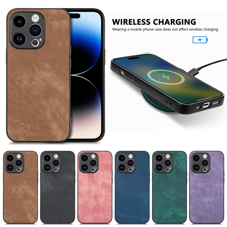Para iPhone 15 Funda de Teléfono con Contraportada de PC de Cuero Vintage (Verde) - MOVILSTORE
