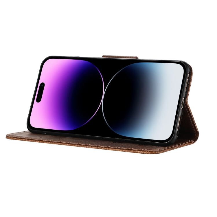 Para iPhone 15 Funda de Teléfono de Cuero con Tapa En Relieve de Mariposa (Marrón) - MOVILSTORE