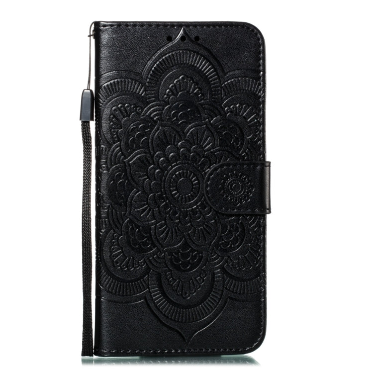 Para iPhone 15 Funda de Teléfono de Cuero con Tapa Horizontal con Patrón de Relieve de Mandala (Negro) - MOVILSTORE