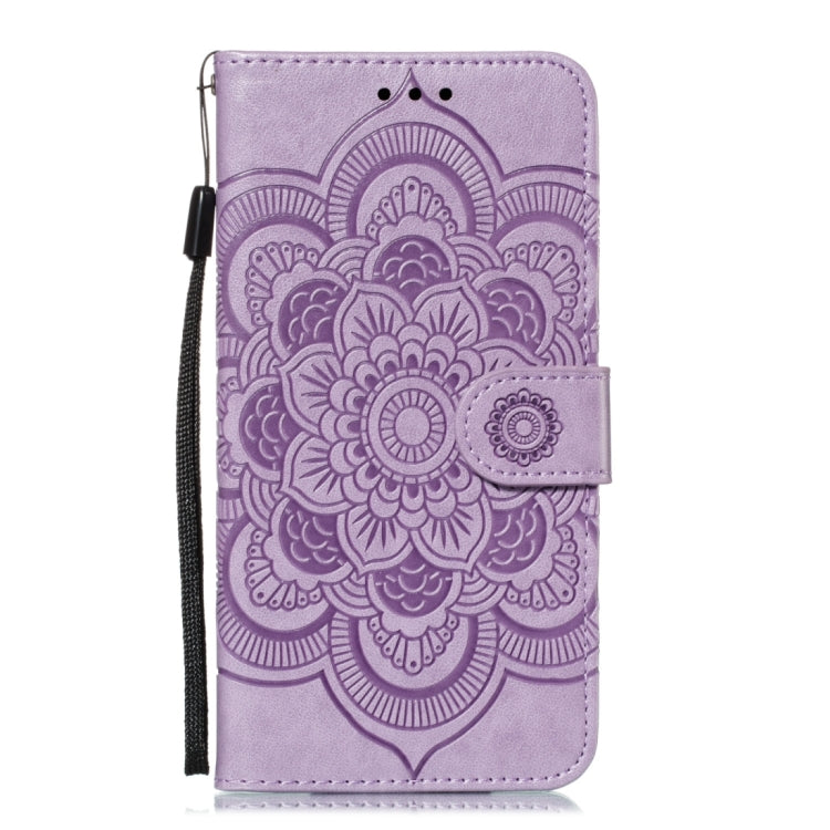 Para iPhone 15 Funda de Teléfono de Cuero con Tapa Horizontal con Patrón de Relieve de Mandala (Púrpura) - MOVILSTORE