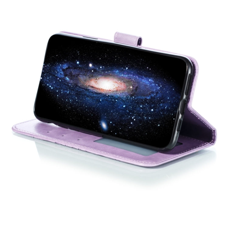 Para iPhone 15 Funda de Teléfono de Cuero con Tapa Horizontal con Patrón de Relieve de Mandala (Púrpura) - MOVILSTORE