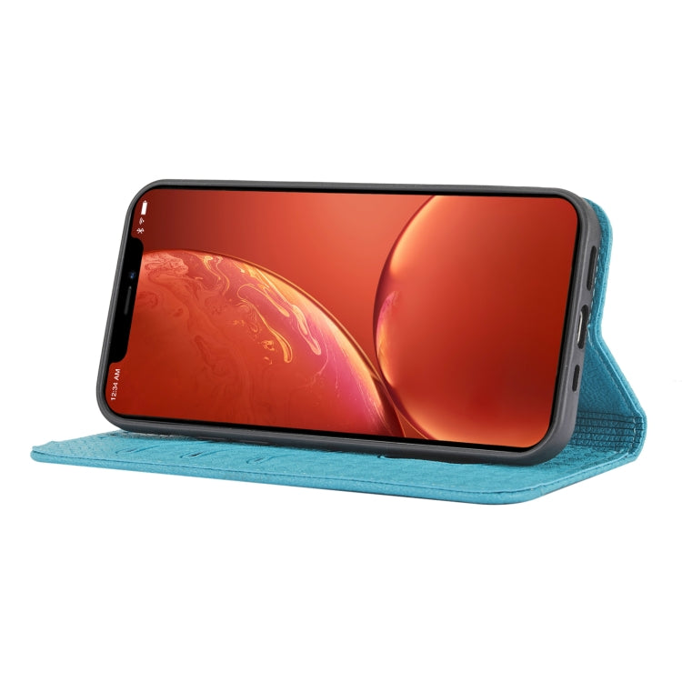 Para iPhone 15 Funda de Teléfono de Cuero Magnético con Costura de Textura Tejida (Azul) - MOVILSTORE