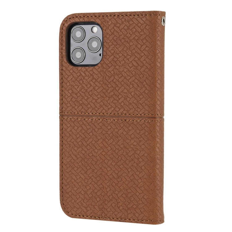 Para iPhone 15 Funda de Teléfono de Cuero Magnético con Costura de Textura Tejida (Marrón) - MOVILSTORE
