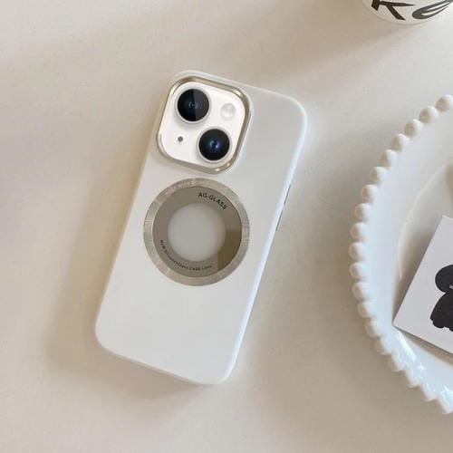 Para iPhone 15 Funda Magnética de Silicona con Marco de Metal (Blanco) - MOVILSTORE