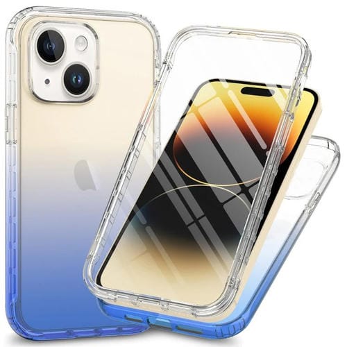 Para iPhone 15 Funda para Teléfono con Degradado Transparente a Prueba de Golpes de Cuerpo Completo (Azul) - MOVILSTORE