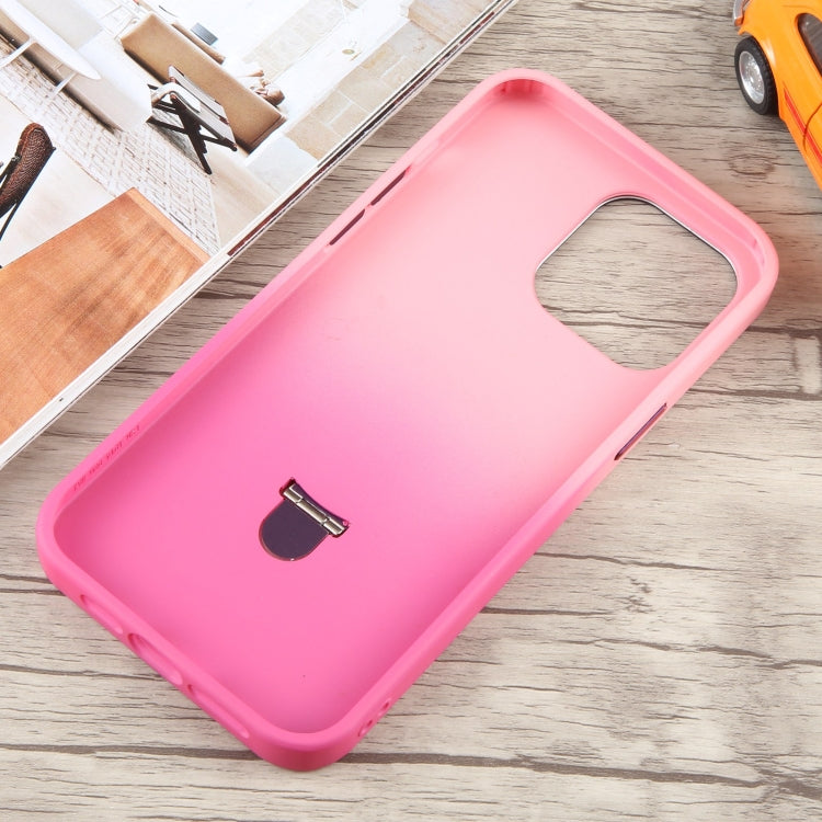 Para iPhone 15 Funda para Teléfono con Soporte Magsafe Degradado de Silicona Líquida (Rosa Rojo) - MOVILSTORE