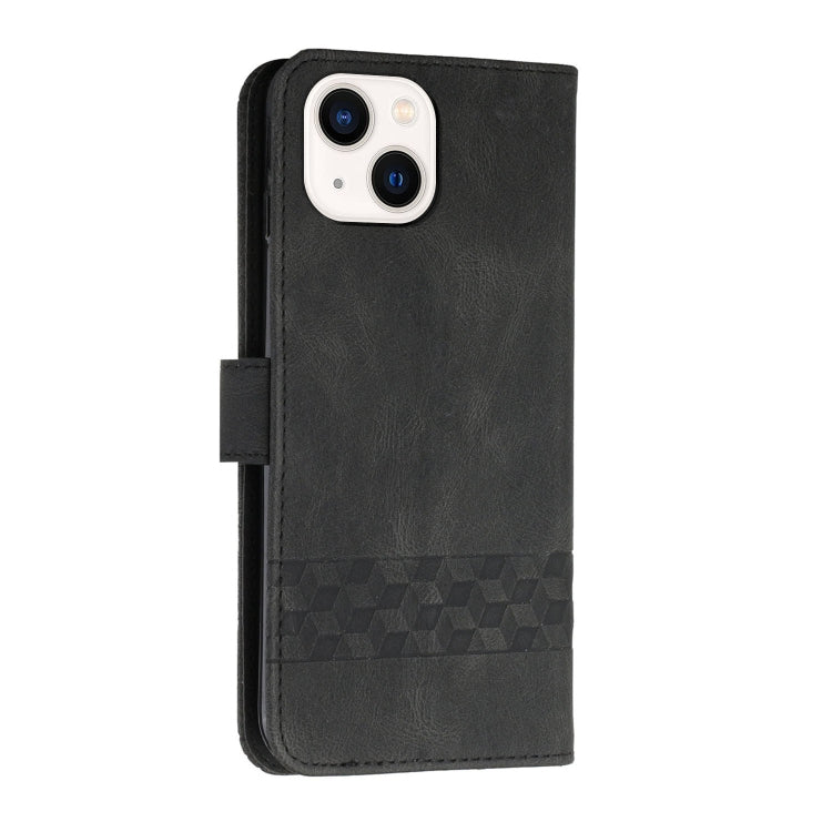 Para iPhone 15 Funda para Teléfono de Cuero con Tapa Cubic Skin Feel (Negro) - MOVILSTORE