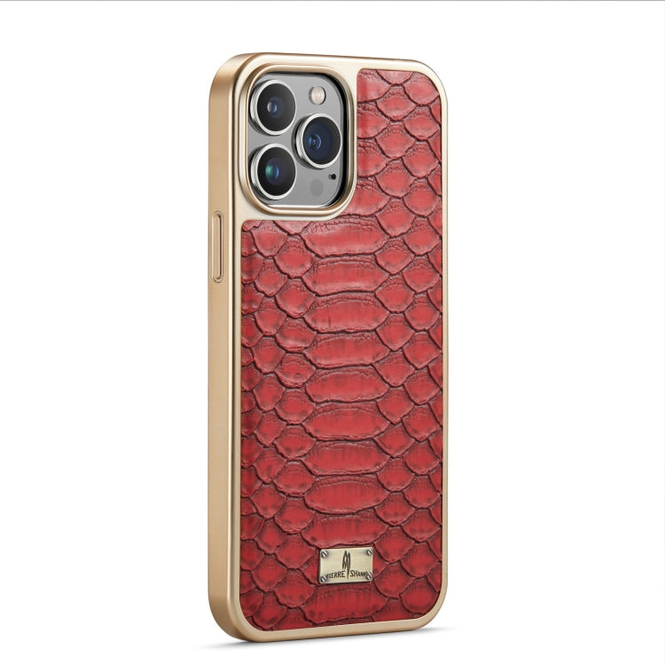 Para iPhone 15 Funda para Teléfono de Pu con Galvanoplastia con Textura Fierre Shann Python (Rojo) - MOVILSTORE
