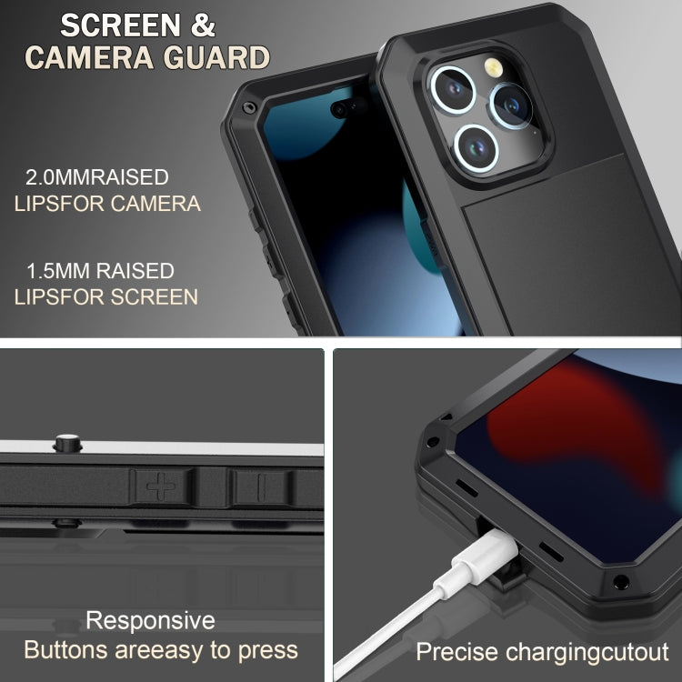 Para iPhone 15 Funda para Teléfono de Silicona y Metal a Prueba de Polvo, Resistente al Agua y a Prueba de Golpes (Negro) - MOVILSTORE