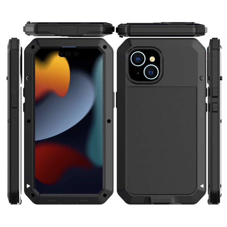 Para iPhone 15 Funda para Teléfono de Silicona y Metal a Prueba de Polvo, Resistente al Agua y a Prueba de Golpes (Negro) - MOVILSTORE